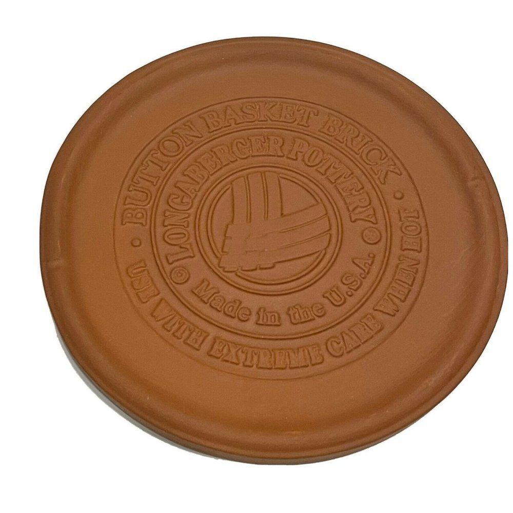 RETIRED LONGABERGER POTTERY BUTTON BASKET BRICK 6 " ROUND BREAD WARMER NEW